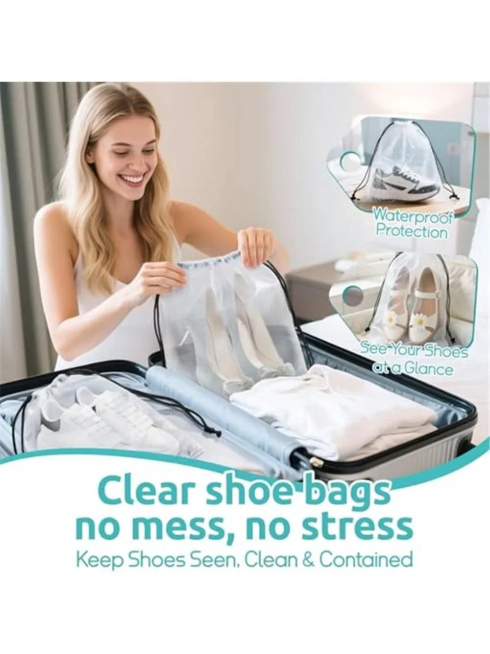 12 Piece Travel Packing Cubes Luggage Organizer Set Shoe Bags Waterproof